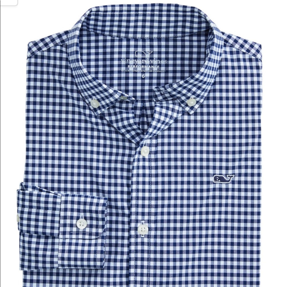 Vineyard Vines Boys Performance Shirt Navy Gingham